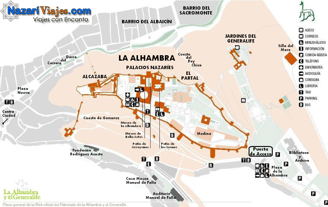 mapa alhambra granada